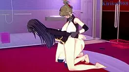 Setsuko Ohara and Chitose Kisaragi dive into wild lesbian play with futanari action in hentai