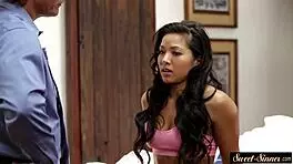 Teen babe spreads her legs for stepdads cock 😏