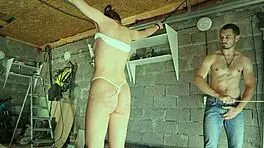 russian cutie got tied up and fisted in garage