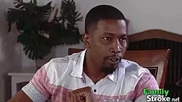 The wife cheats with friend at black dinner orgy in HD.