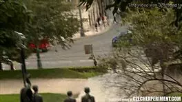 Teen Girl Enjoys Hidden Street Encounter With Stranger In Outdoor Setting