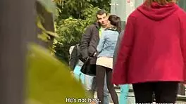 Teen Girl Enjoys Hidden Street Encounter With Stranger In Outdoor Setting