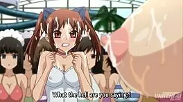 Teen orgy with big tits at public pool