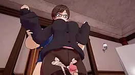 Couple in 3D porn fucking doggystyle with big tits and monster cock