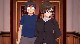 Couple in 3D porn fucking doggystyle with big tits and monster cock