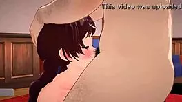 Couple in 3D porn fucking doggystyle with big tits and monster cock