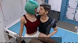 stranded in space, playing and kissing the curvy mature doctor with big tits