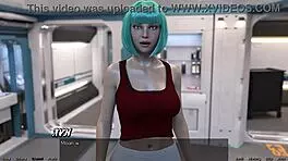 stranded in space, playing and kissing the curvy mature doctor with big tits