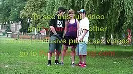 Young Alexis Crystal banged in public street threesome