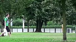 Young Alexis Crystal banged in public street threesome