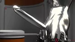 Sci-Fi Base Camp Male Android Plays With A Sexy Ebony On The Exoplanet