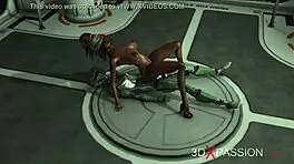 Sci-Fi Base Camp Male Android Plays With A Sexy Ebony On The Exoplanet