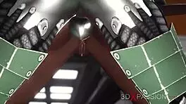 Sci-Fi Base Camp Male Android Plays With A Sexy Ebony On The Exoplanet