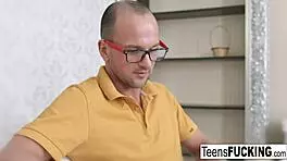 Young Blonde Sonia Gets Her Glasses Covered In Cum