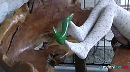 Sweet Blonde Teen Models Nylon Stockings And Heels