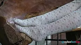 Sweet Blonde Teen Models Nylon Stockings And Heels