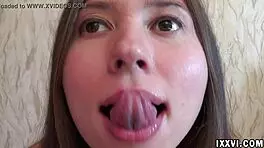 Ananta shakti exploring fetish toys with tongue and dildo.