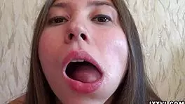 Ananta shakti exploring fetish toys with tongue and dildo.