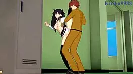 Want to see Saber and Rin fuck Shirou?