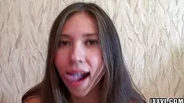 Ananta shakti exploring fetish toys with tongue and dildo.