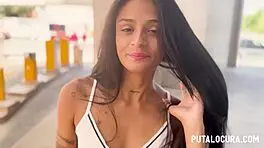 Putalocura catches skinny Colombian Breiny Zoe wet on the street