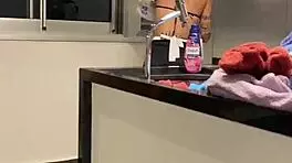 Naughty Maid Sucks Dick While Washing Wife's Clothes In Homemade Domination Scene.