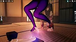 Futanari girl gives footjob to living dildo in kadobu