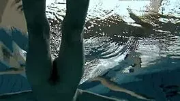 Beautiful Brunette Gazel Podvodkova Underwater in Pool