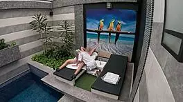 Oh wow, the room service girl gives an amazing blowjob in the private suite!