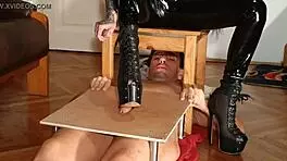 Domina Stomps Cock of Slave in Stunning High Heels HD