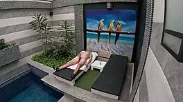 Oh wow, the room service girl gives an amazing blowjob in the private suite!