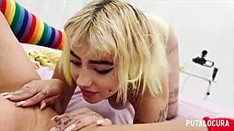 trio swallowing cum from small cocks of linda del sol and deede