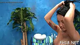 girl gets butt massage from therapist