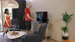 hottie mileva seduces hot bald guy