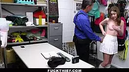 shoplifter bent over, punished by officer's monster cock