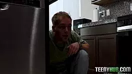 Sneaky babysitter Allie Addison gives blowjob!