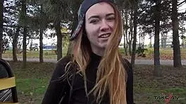 Blonde Polish teen 18+ drilled hard in van with extreme moves. Never seen such rough riding on the road!