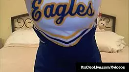 cum-hungry cheerleader cleo craves a hard pounding with buttplug and doggystyle action after practice