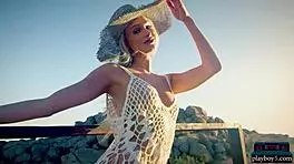 Petite blonde emma hix poses outdoor for playboy