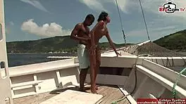 enjoying anal on a boat with a petite 18+ latina showing tan lines