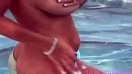 Big Tits Model Teasing in Bikini by the Pool 😎