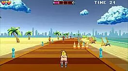 在Hentai游戏第3集和轮滑女孩闲逛，户外群交大黑鸡巴和大白鸡巴