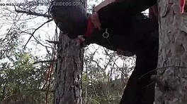 tied up latina in pantyhose and heels for outdoor rough