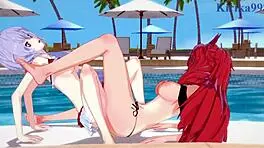 Kanade, Chris, and Tsubasa in Wild Lesbian Action - Symphogear Hentai