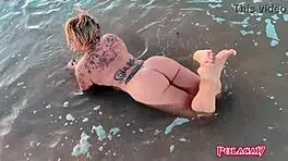 teasing the guy with big ass in outdoor group