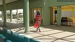 Nicole Pearl Super Hot Shaking Tight Ass by the Pool