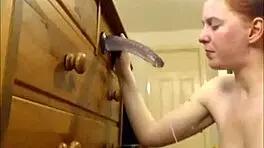 Teen practices intense cocksucking with dildo and oral techniques