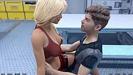 金发处女被困后舔胸