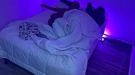 Behind the scenes, stepmom shares bed and fucks stepson