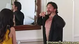 Latina Stepteen 18+ Blows Father-In-Law's Big Cock in Taboo HD Scene